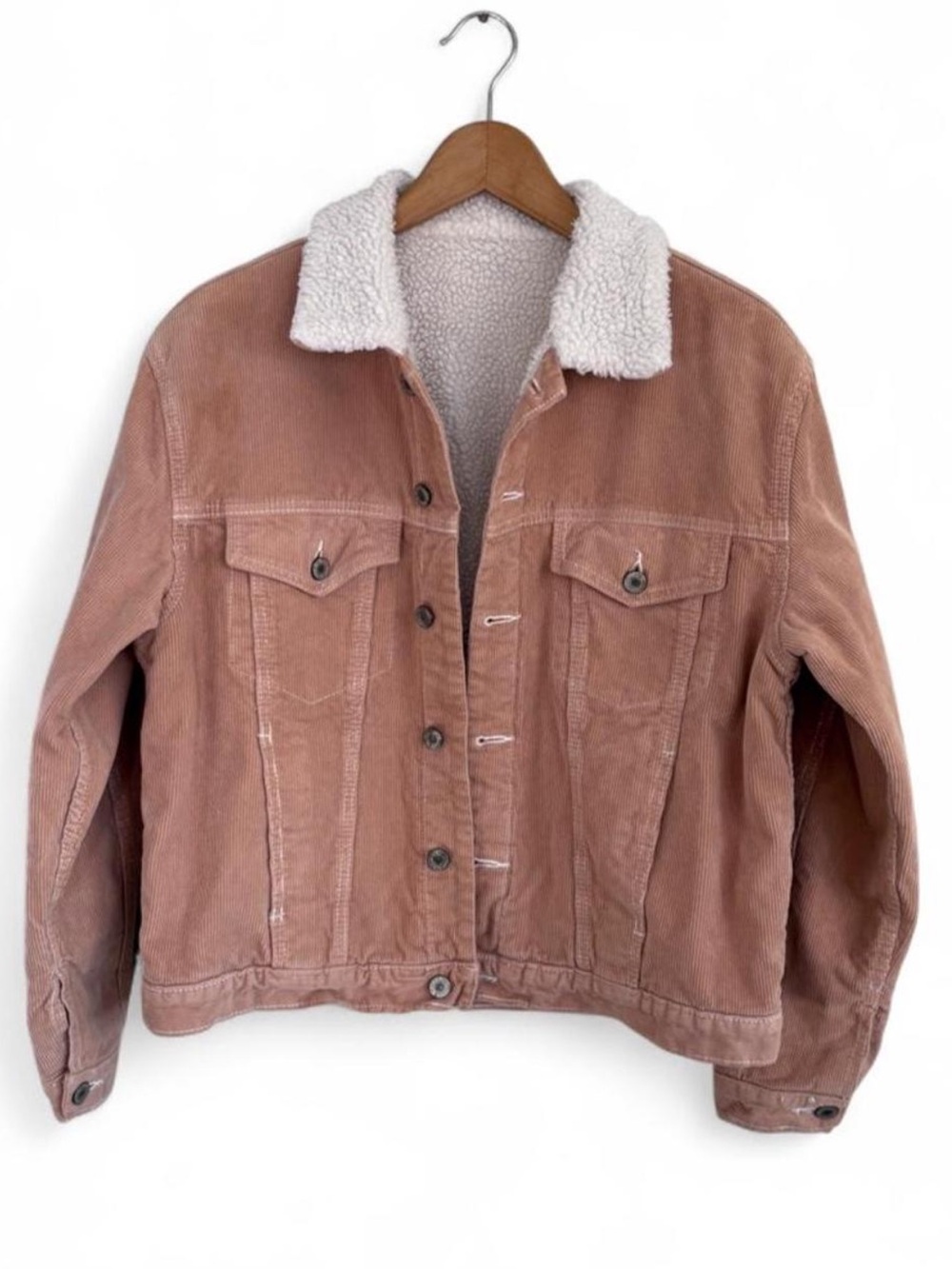 John Galt Brandy Melville Corduroy Sherpa Lined Trucker Jacket Coat Small